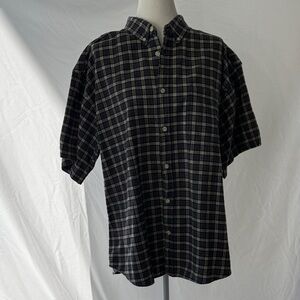 Classic Blue Plaid Button Down Short Sleeved Shirt
